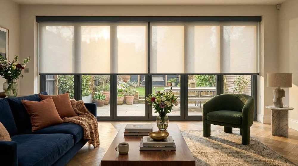 An elegant retrofit solution. By colour-matching a slimline cassette to the window frames