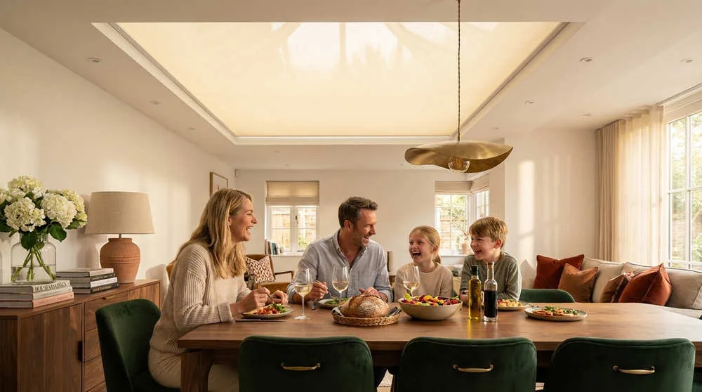 The right shading solution transforms an unusable hot-house back into the cherished heart of the home.